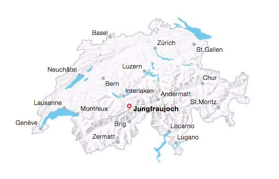 Mapa Jungfraujoch