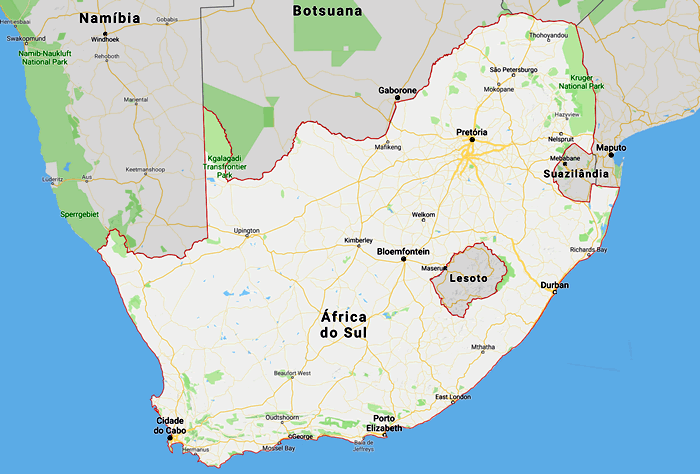 Mapa da África do Sul: Visão Geral