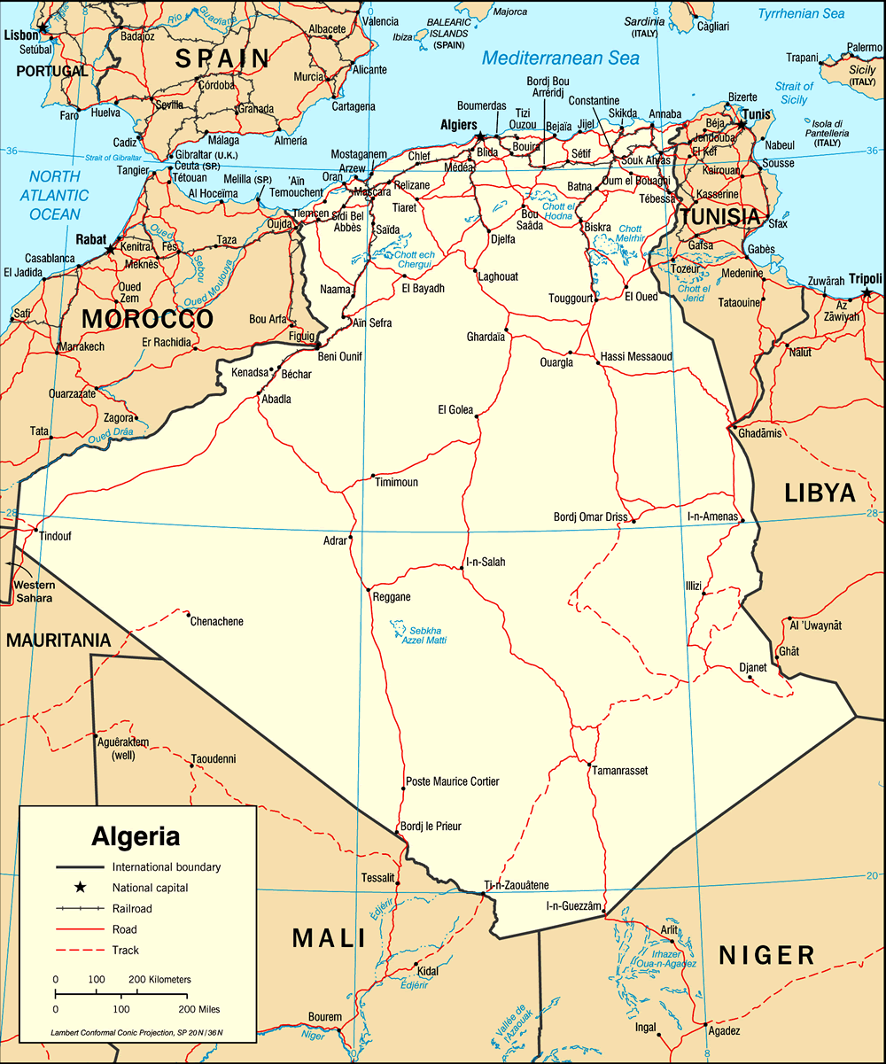 Mapa da Argélia