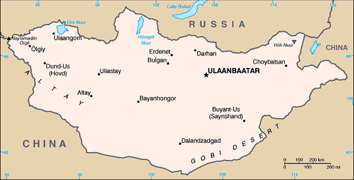 Mapa da Mongólia