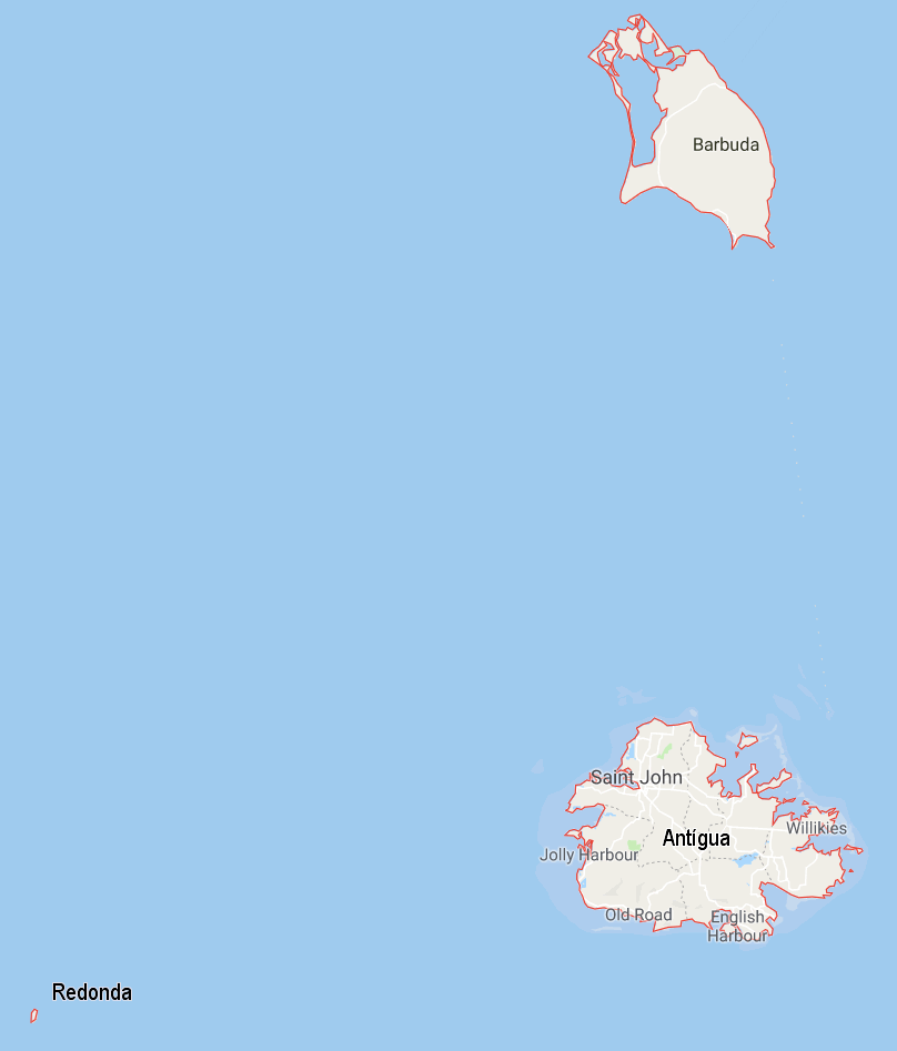 Mapa de Antígua e Barbuda