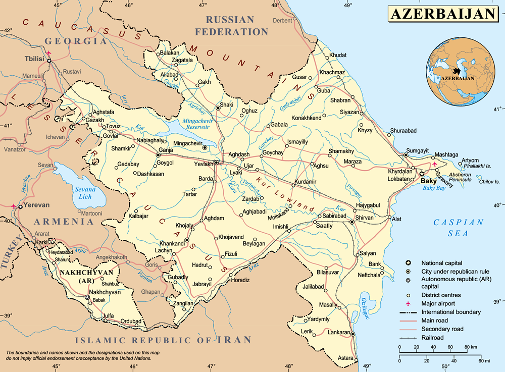 Mapa do Azerbaijão