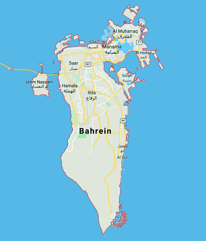 Mapa do Bahrein