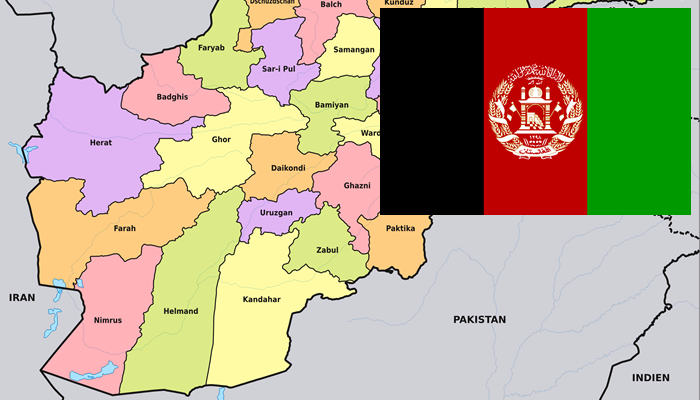 Mapa e Bandeira do Afeganistão