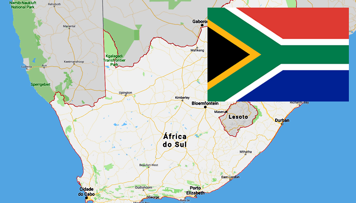Mapa e Bandeira da África do Sul