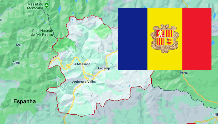 Mapa e Bandeira de Andorra