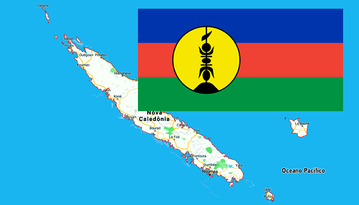 Mapa e Bandeira da Nova Caledônia