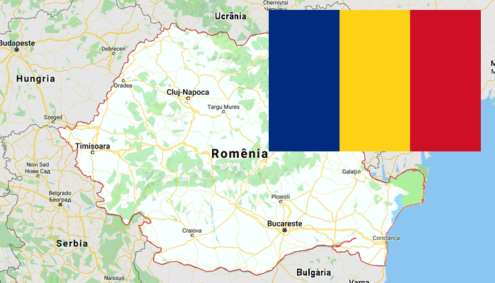 Mapa e Bandeira da Romênia