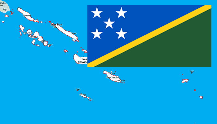 Mapa e Bandeira das Ilhas Salomão