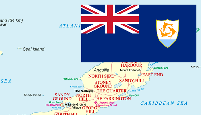 Mapa e Bandeira de Anguilla