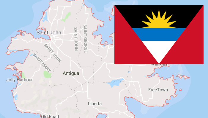 Mapa e Bandeira de Antígua e Barbuda