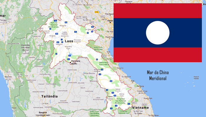 Mapa e Bandeira de Laos