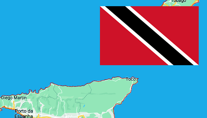 Mapa e Bandeira de Trinidad e Tobago