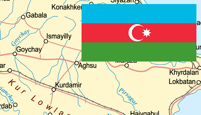 Mapa e Bandeira do Azerbaijão