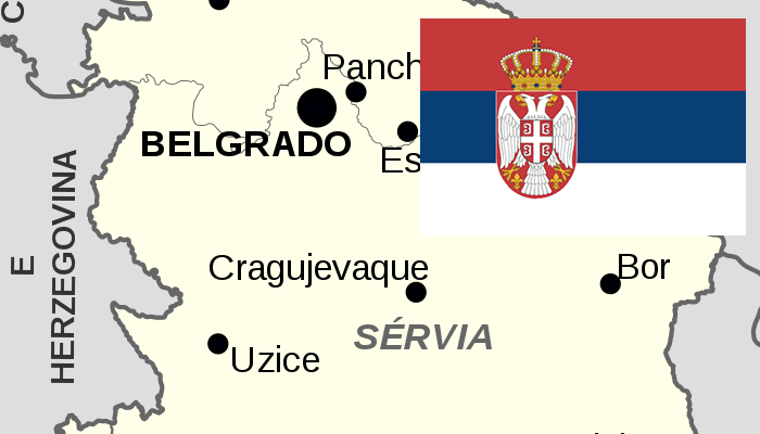 Mapa e Bandeira da Sérvia
