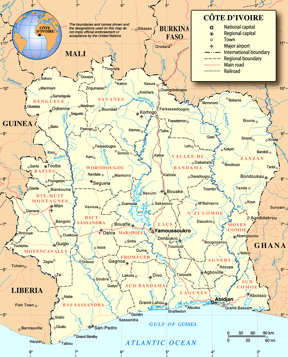 Mapa da Costa do Marfim