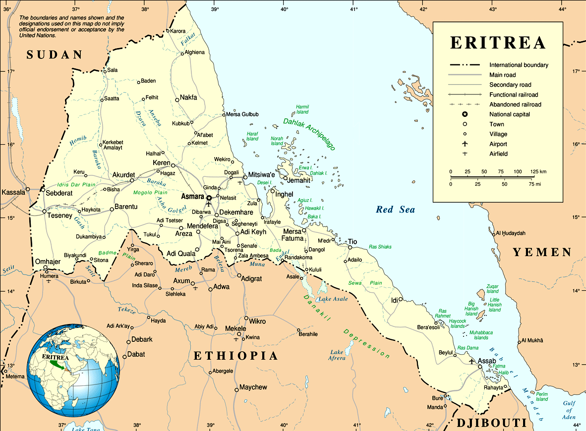 Mapa da Eritreia
