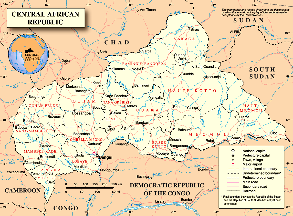 Mapa da República Centro-Africana