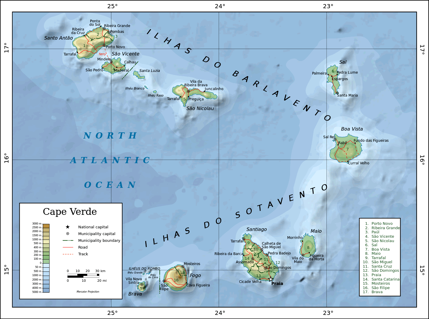 Mapa de Cabo Verde