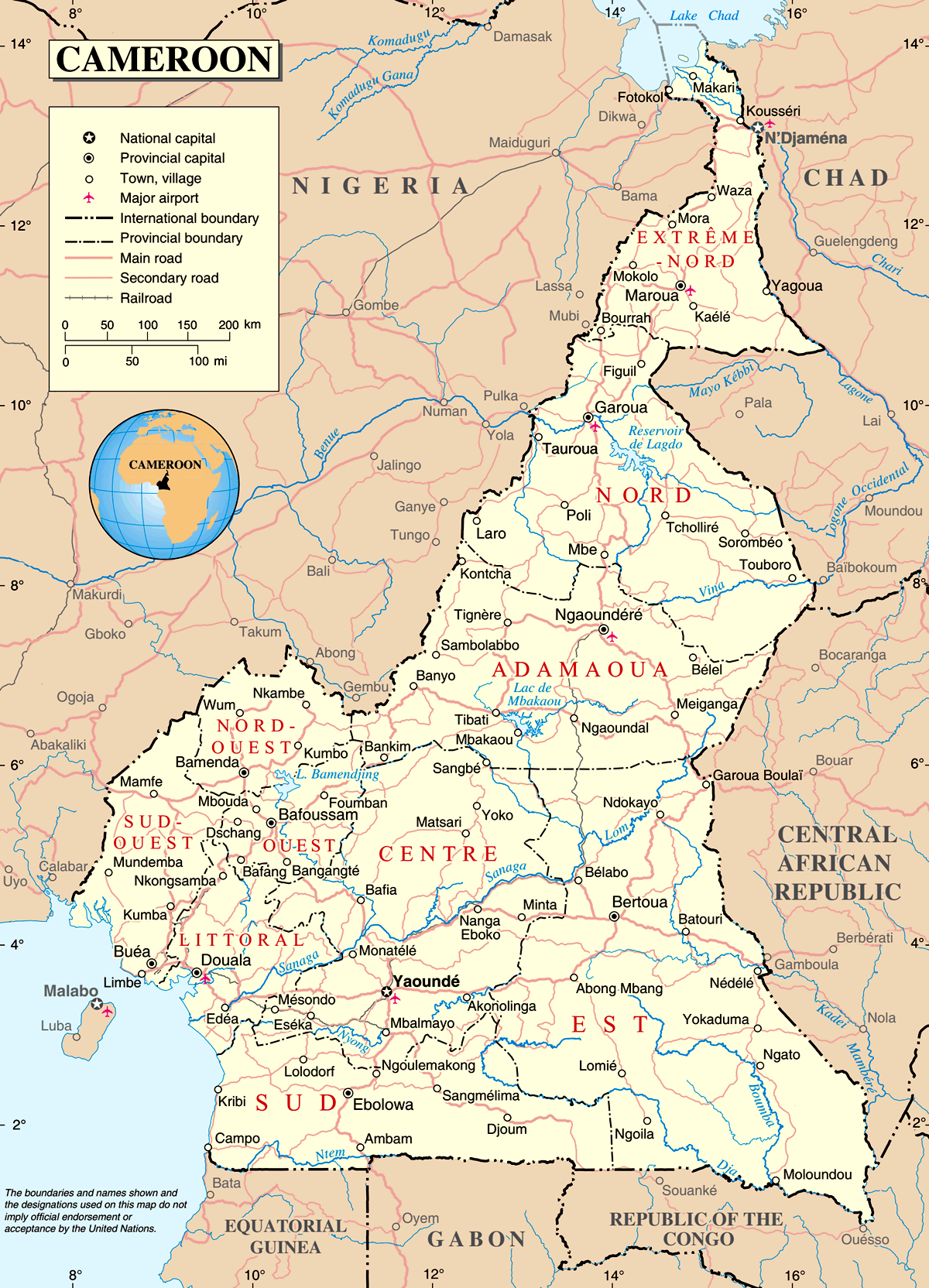 Mapa de Camarões