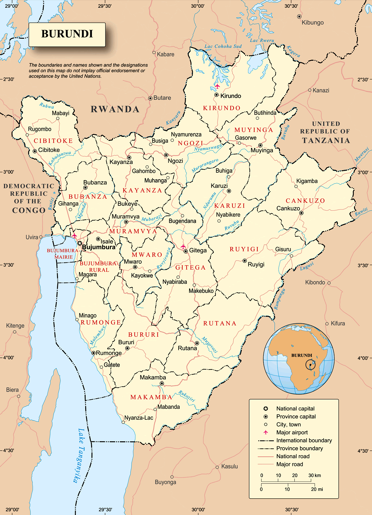 Mapa do Burundi