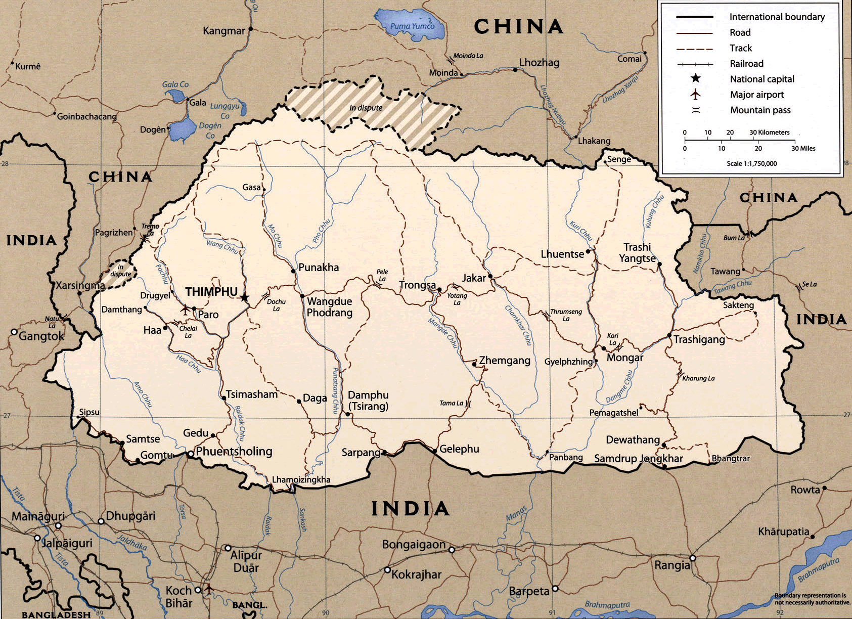 Mapa do Butão