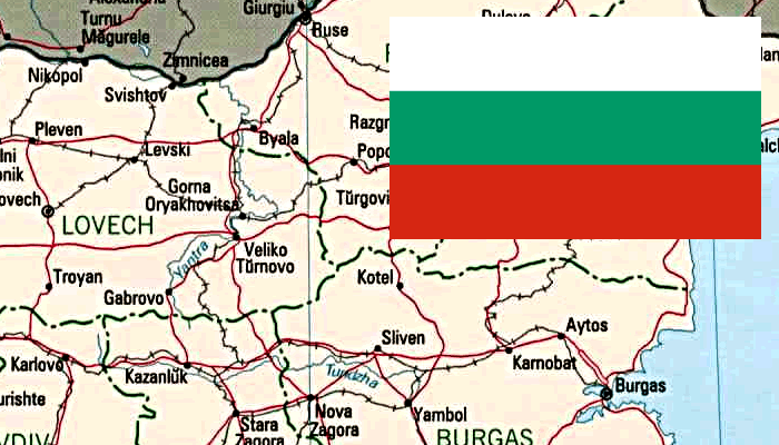Mapa e Bandeira da Bulgária