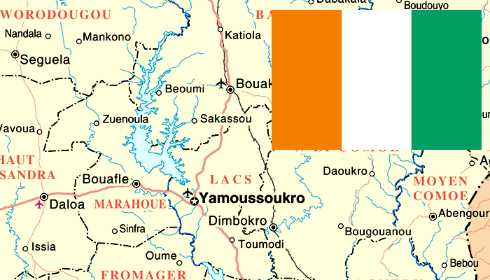 Mapa e Bandeira da Costa do Marfim