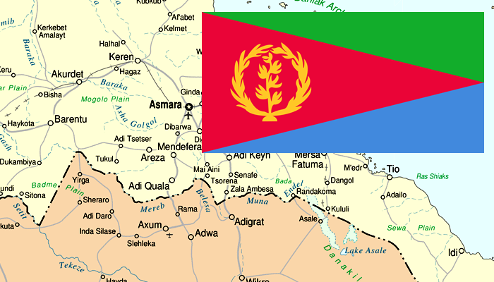 Mapa e Bandeira da Eritreia