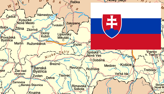 Mapa e Bandeira da Eslováquia
