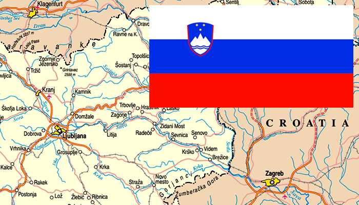 Mapa e Bandeira da Eslovênia