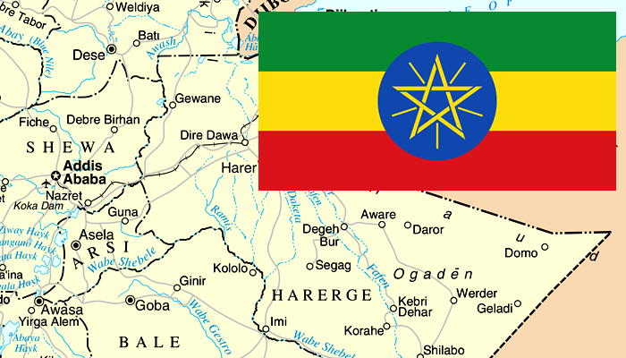 Mapa e Bandeira da Etiópia