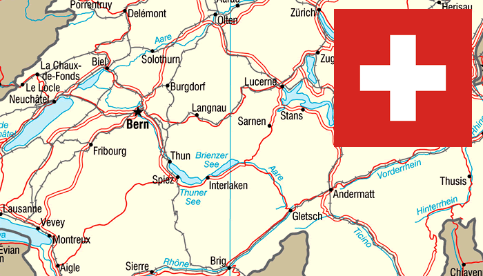 Mapa e Bandeira da Suíça