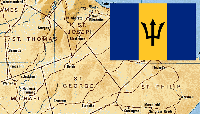 Mapa e Bandeira de Barbados