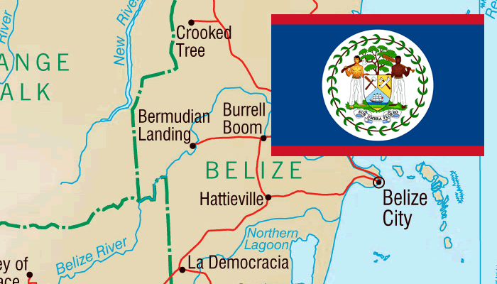 Mapa e Bandeira de Belize