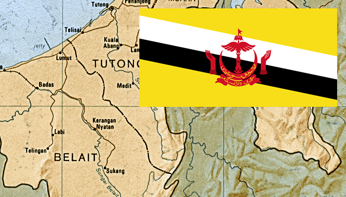 Mapa e Bandeira de Brunei