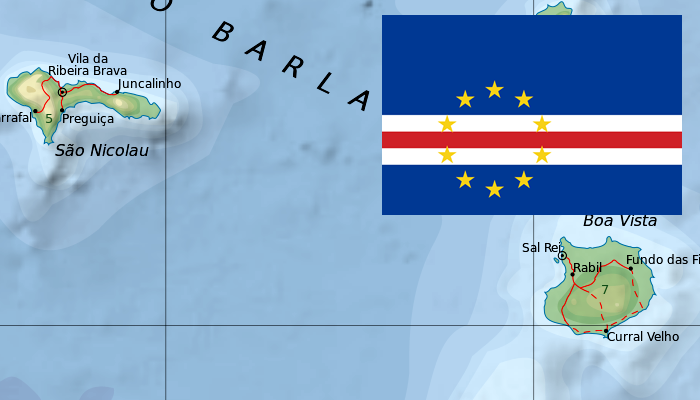 Mapa e Bandeira de Cabo Verde