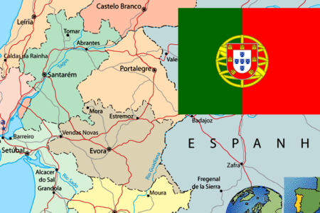 Portugal detalhou mapa administrativo azul com bandeira do país e  localização no mapa do mundo. imagem vetorial de gt29© 462206616