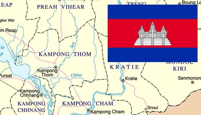 Mapa e Bandeira do Camboja
