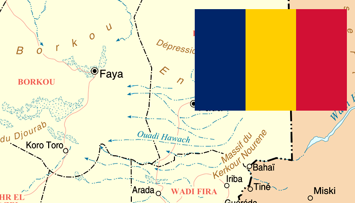 Mapa e Bandeira do Chade