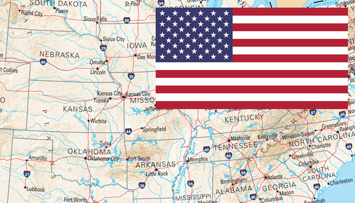 Mapa e Bandeira dos Estados Unidos