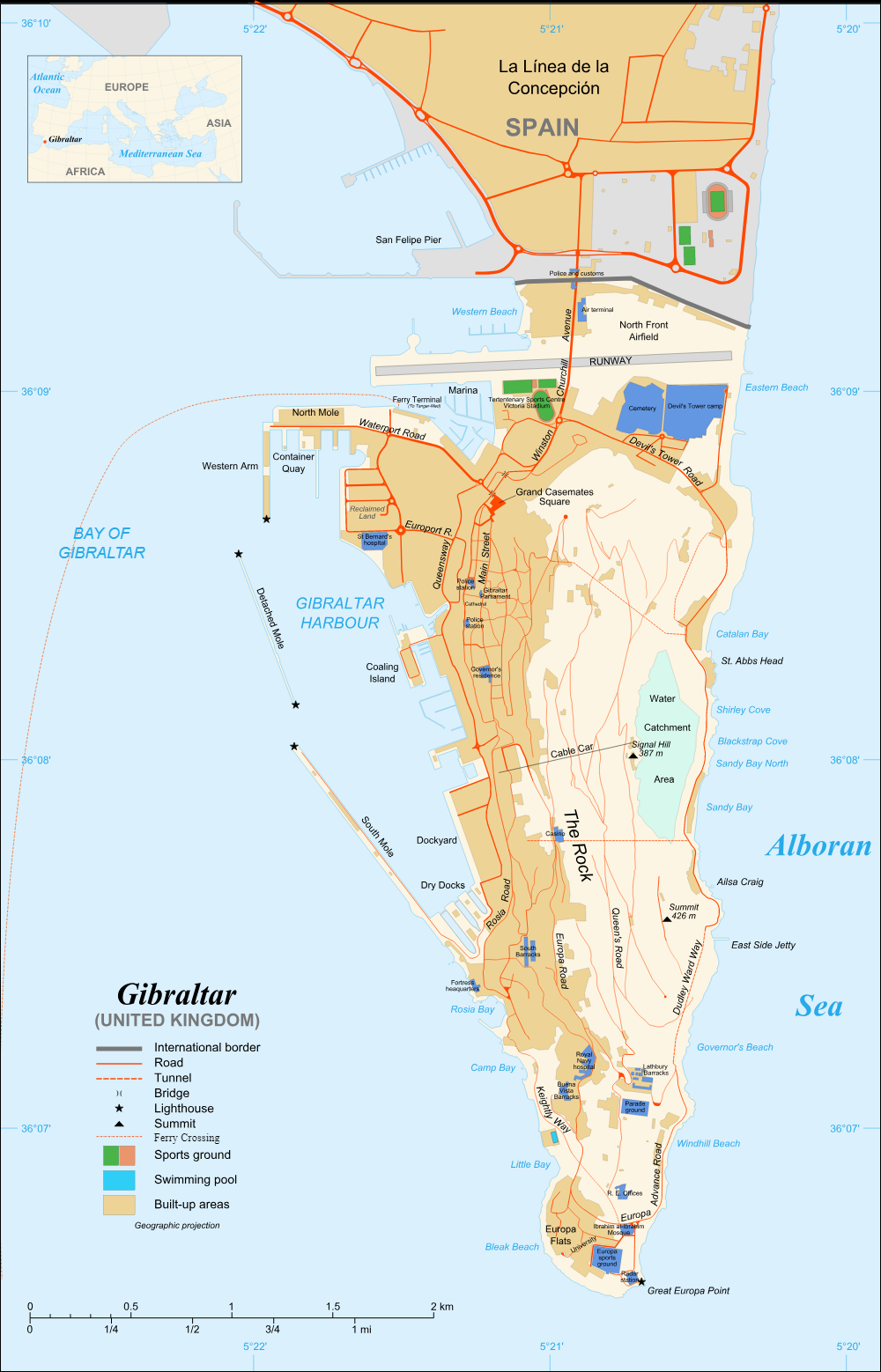 Mapa de Gibraltar
