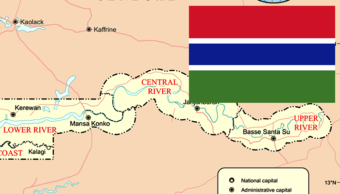 Mapa e Bandeira da Gâmbia