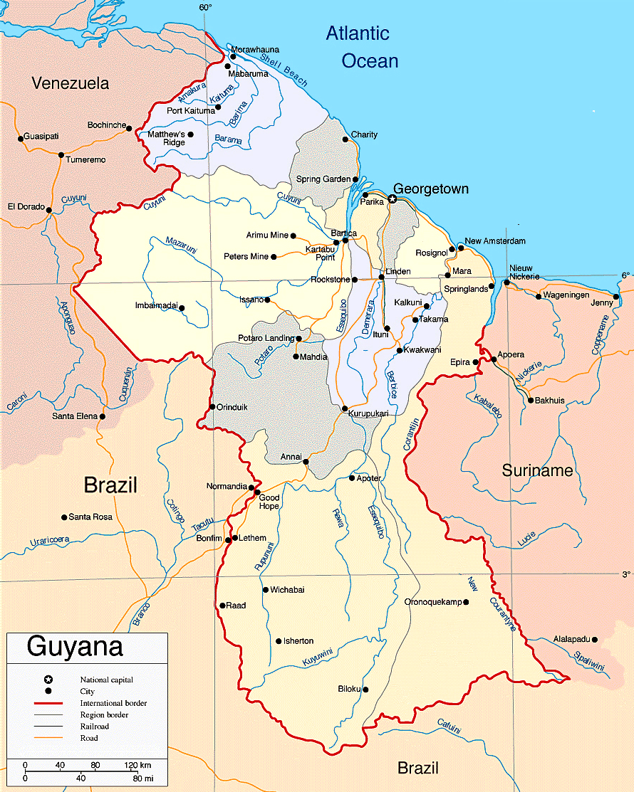 Mapa da Guiana