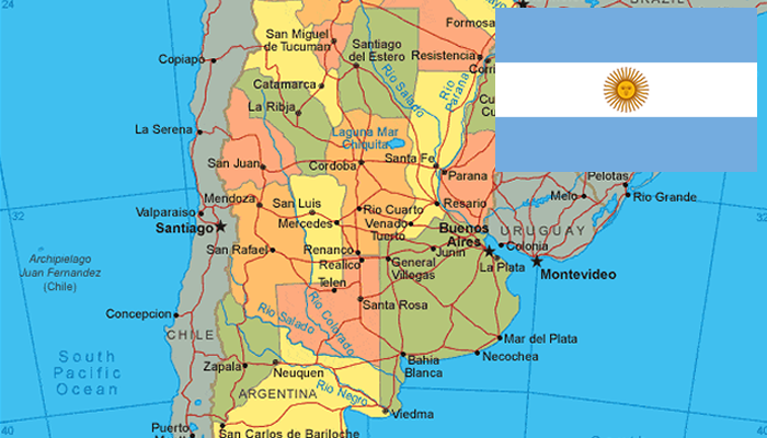 Mapa e Bandeira da Argentina