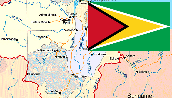 Bandeira e Mapa da Guiana