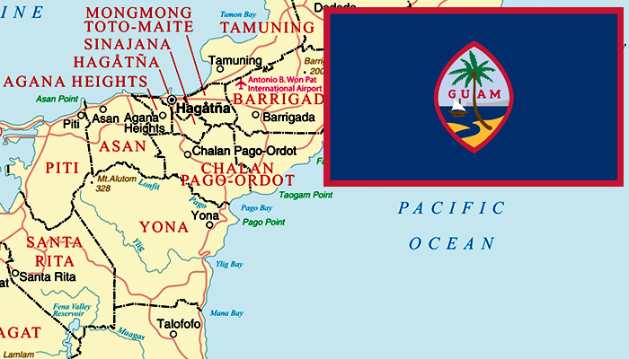 Mapa e Bandeira da Ilhas Guam