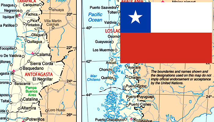Mapa e Bandeira do Chile