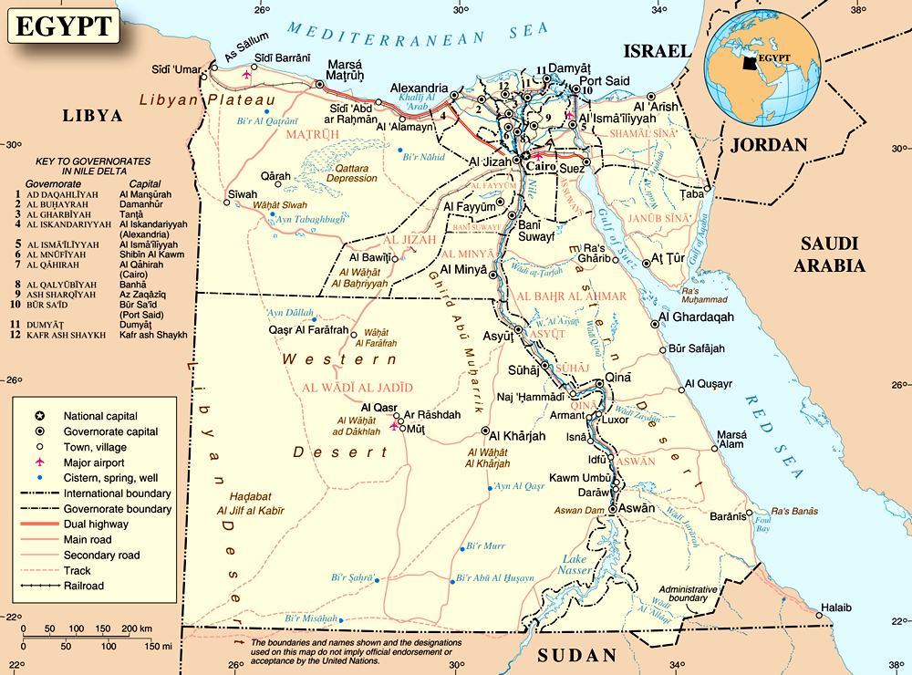 Mapa do Egito Atual