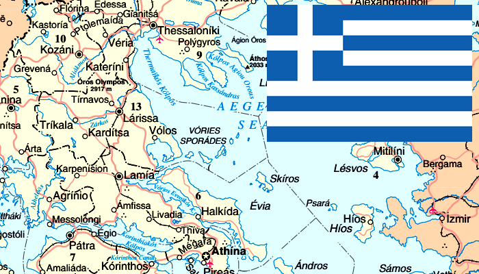 Mapa e Bandeira da Grécia